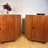 Mid-Century Retro Vintage Teak Pair of Corner Cabinets – 1960s Danish Desig