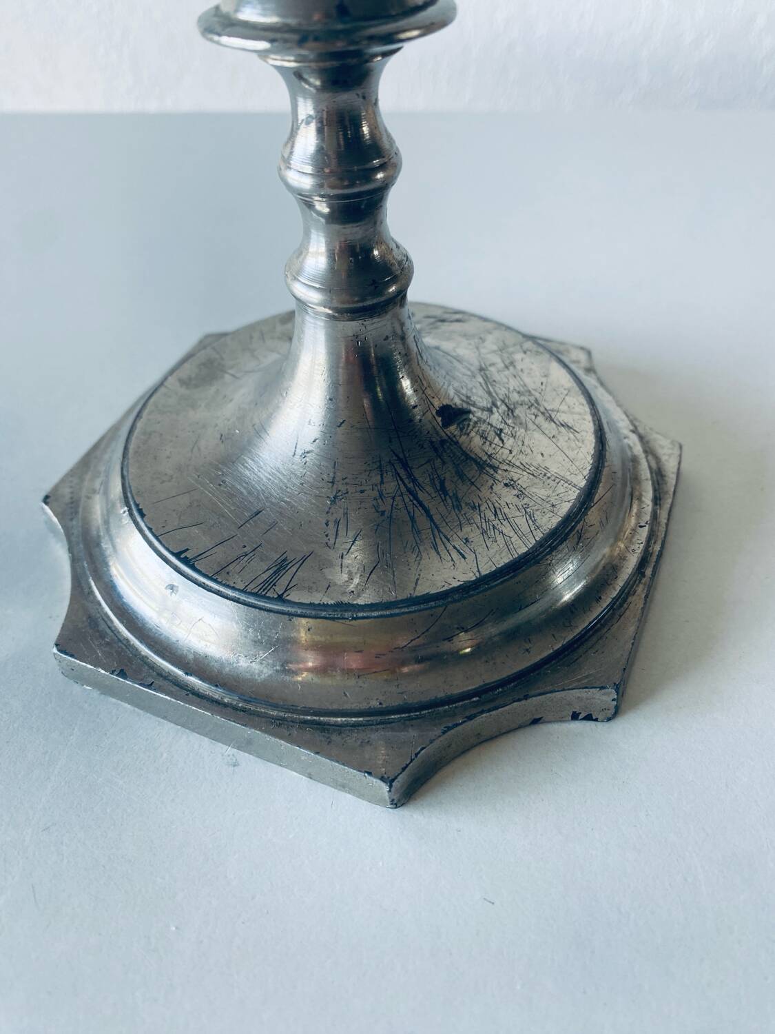 Silver metal candle holder