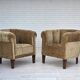 1960s, Danish vintage armchair, green furniture velour, ash wood legs.