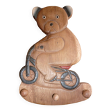 Vintage wooden bicycle bear coat rack