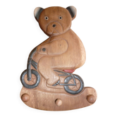 Vintage wooden bicycle bear coat rack