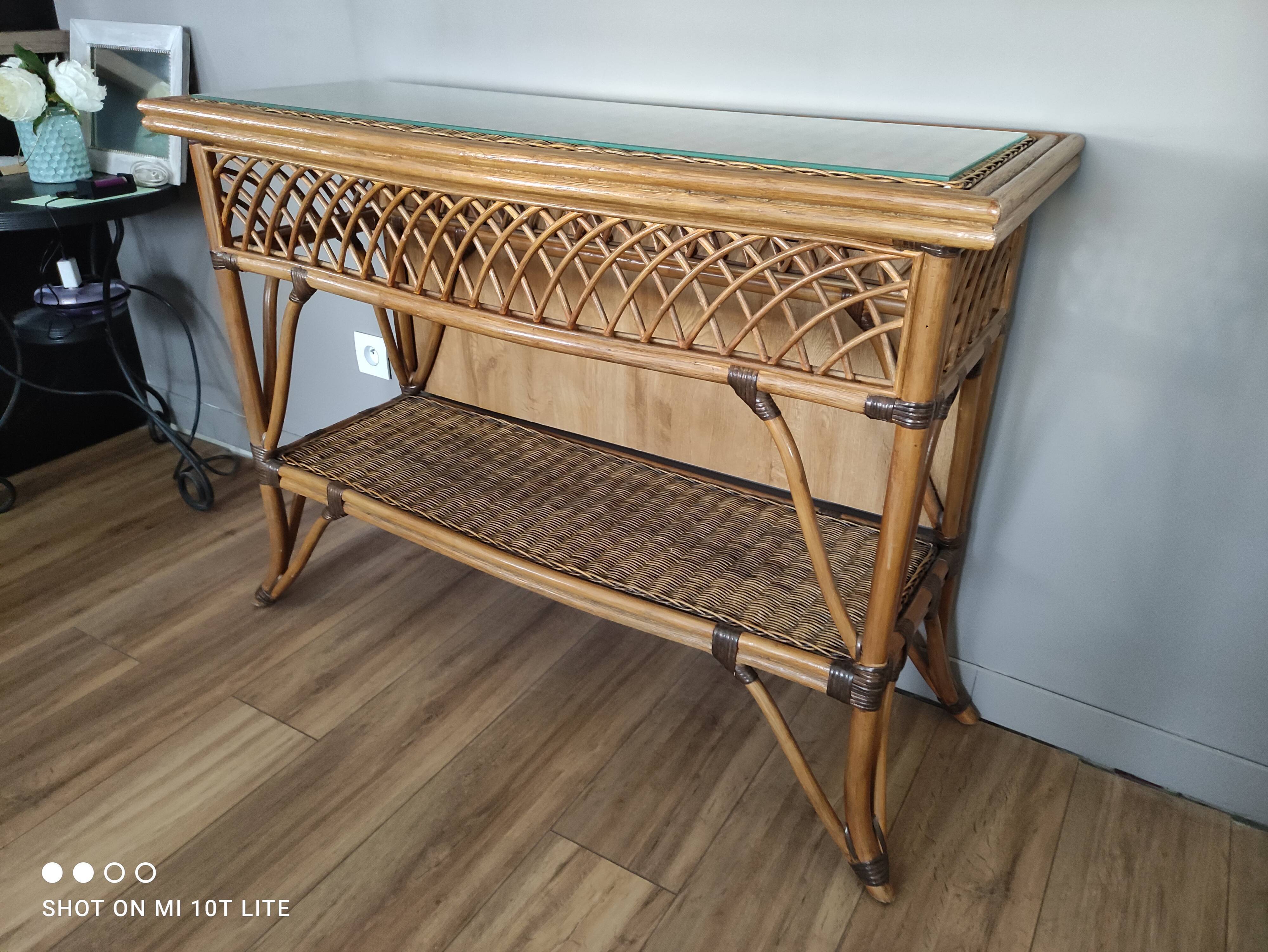 Vintage rattan console