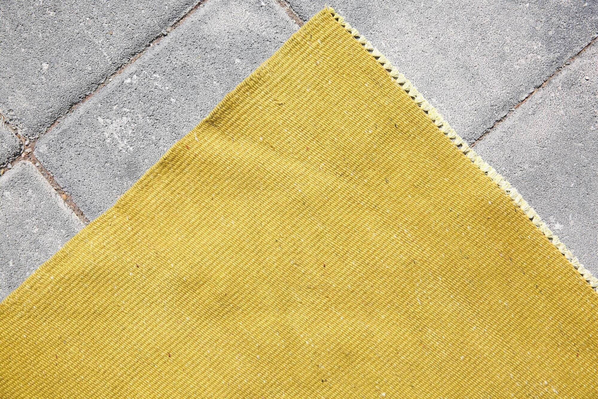Vintage Mustard Yellow Kilim Rug,Large Turkish Woven Wool Carpet,302x410 Cm