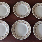 Flat plates set of six HBC Choisy le Roi Elianne decor