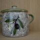 Pot vallauris/ aegitna bleu et vert   motif  olive