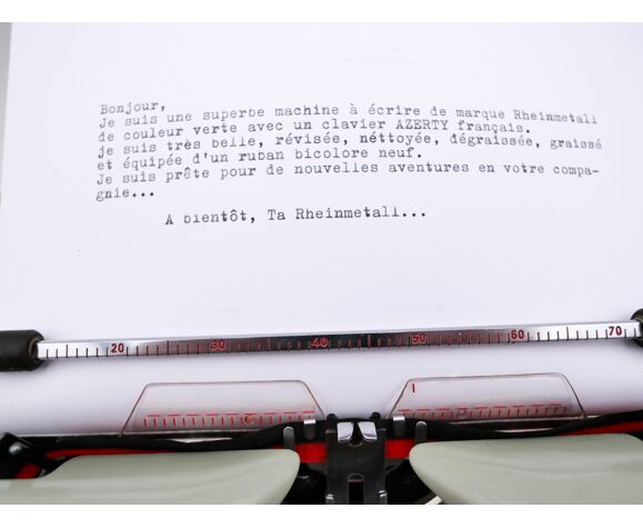 Machine à écrire rheinmetall verte vintage révisée ruban neuf '60