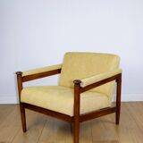 Classic PRL vintage loft armchair 70s yellow cream gold