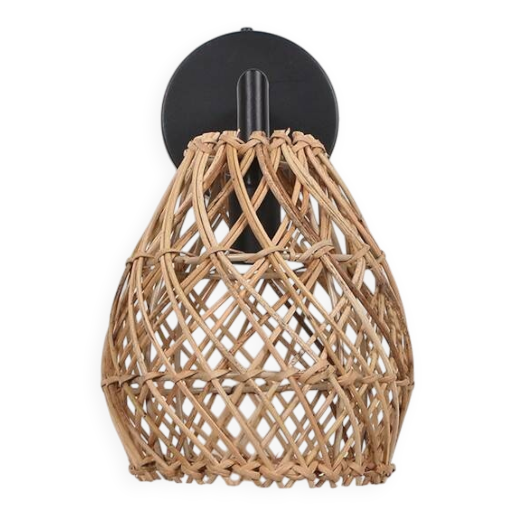 Rattan & Bamboo Classic Sconce Lamp, 15x17Cm