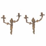 Paires d'appliques bougeoirs en laiton