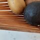 Folding fruit basket pan in bamboo and wood 70s