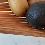 Panière corbeille à fruits pliante en bambou et bois années 70