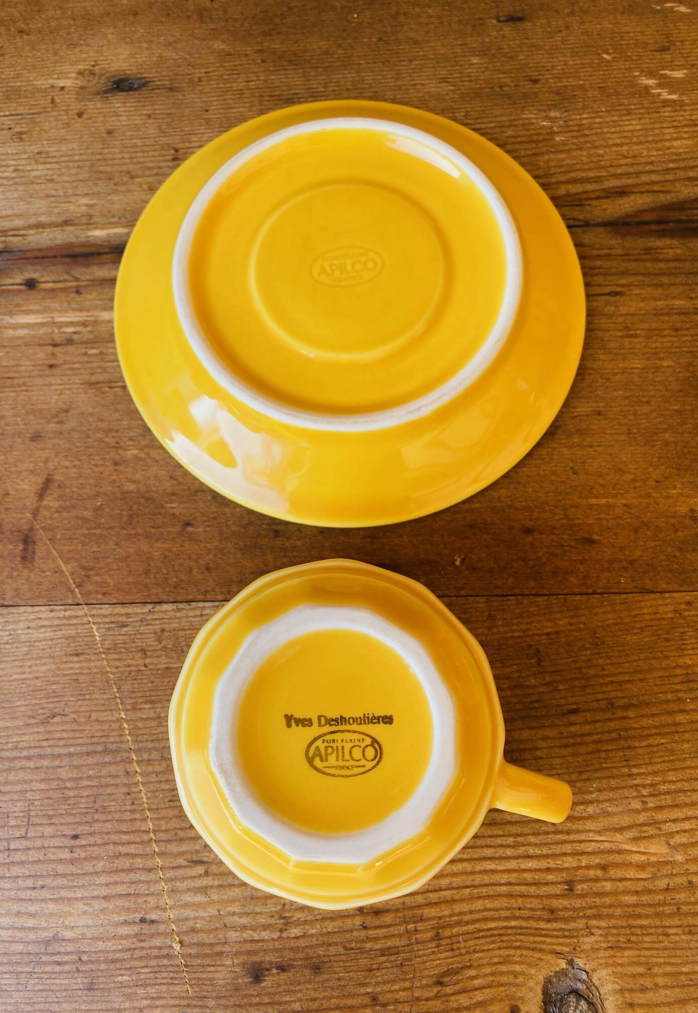Apilco yellow bistro coffee cups