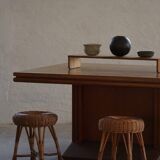 A set of 4 vintage Scandinavian rattan stools, in the style of Tony Paul, from the 1960s.