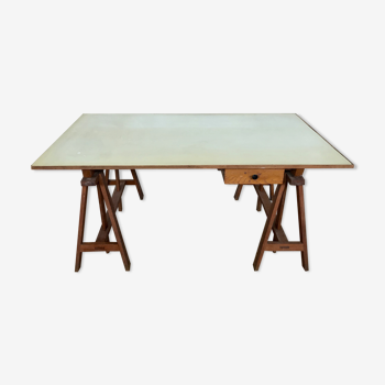 Bureau d'architecte table de travail console moderniste vintage