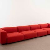Vitra modular soft 5-seat sofa by Jasper Morrison in red Fabric