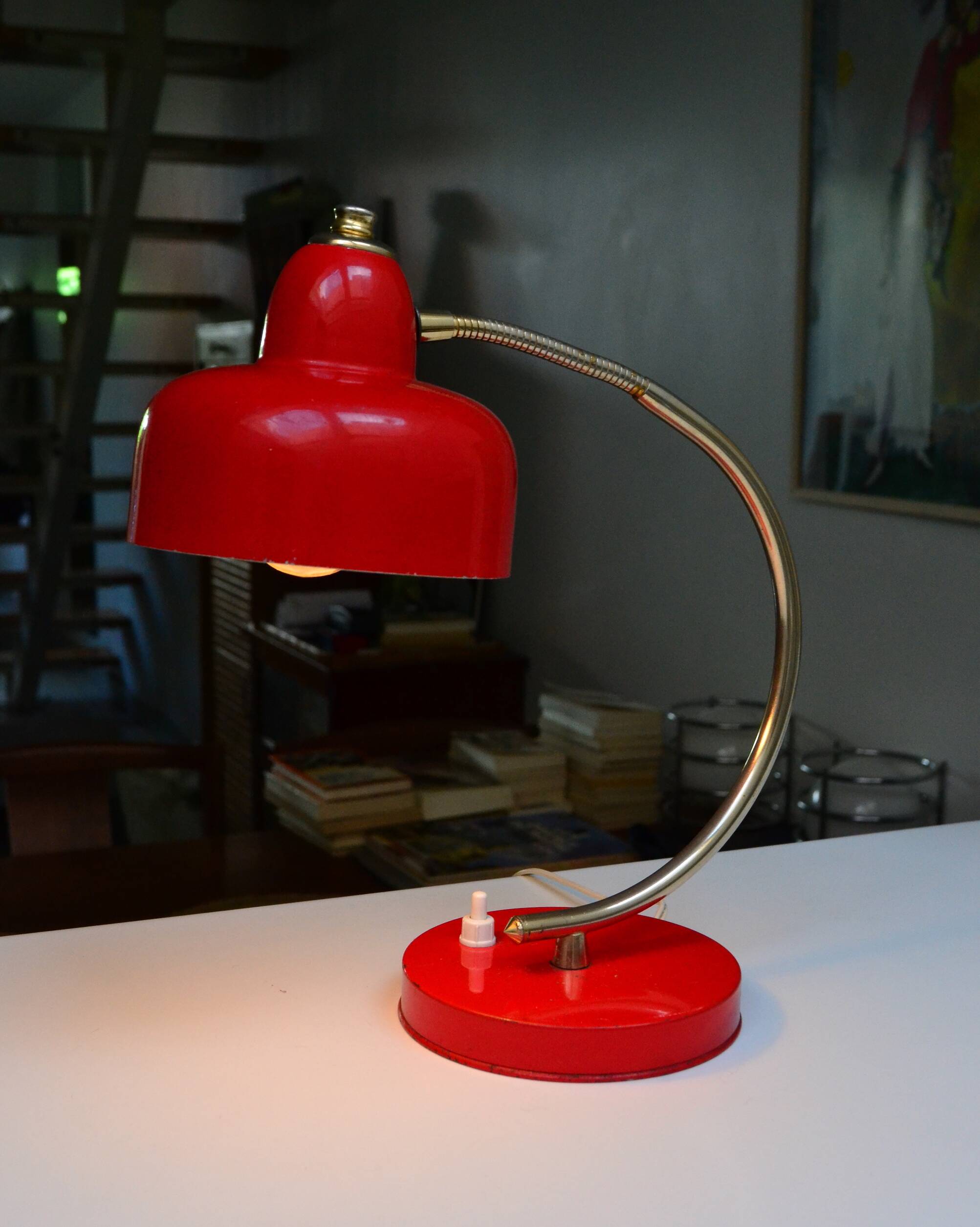 Red 1960s chicken lamp