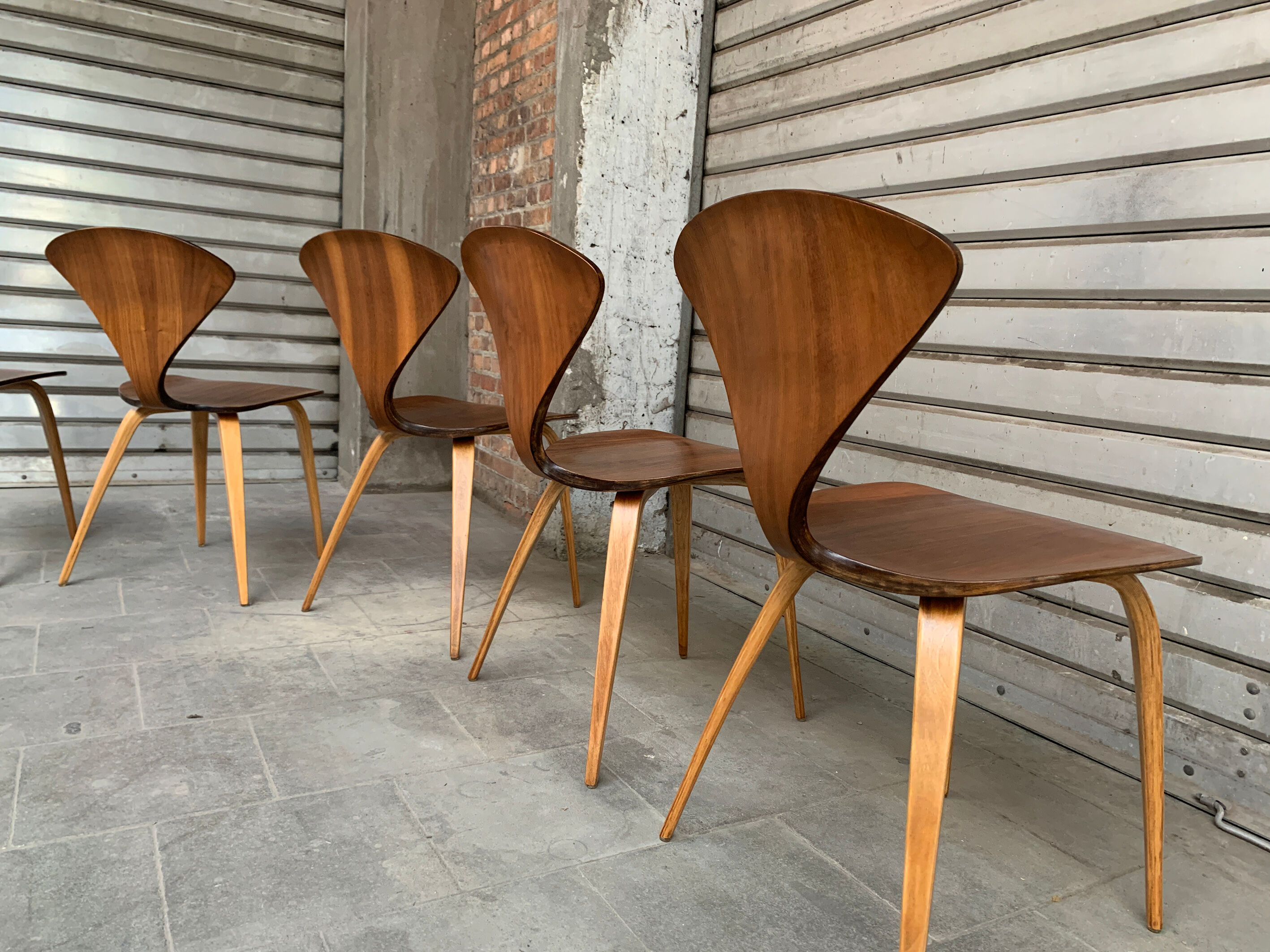 Series of 6 Norman Cherner chairs for Plycraft USA in teak, 1960s