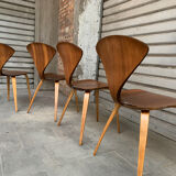 Series of 6 Norman Cherner chairs for Plycraft USA in teak, 1960s