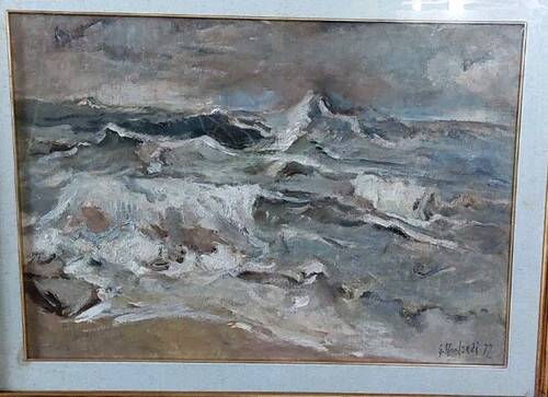 Giuseppe MANFREDI (1934 - 1987) Marina Painting Oil on Canvas 70 X 50