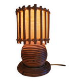 Old vintage Louis Sognot rattan lamp from the 50s and 60s