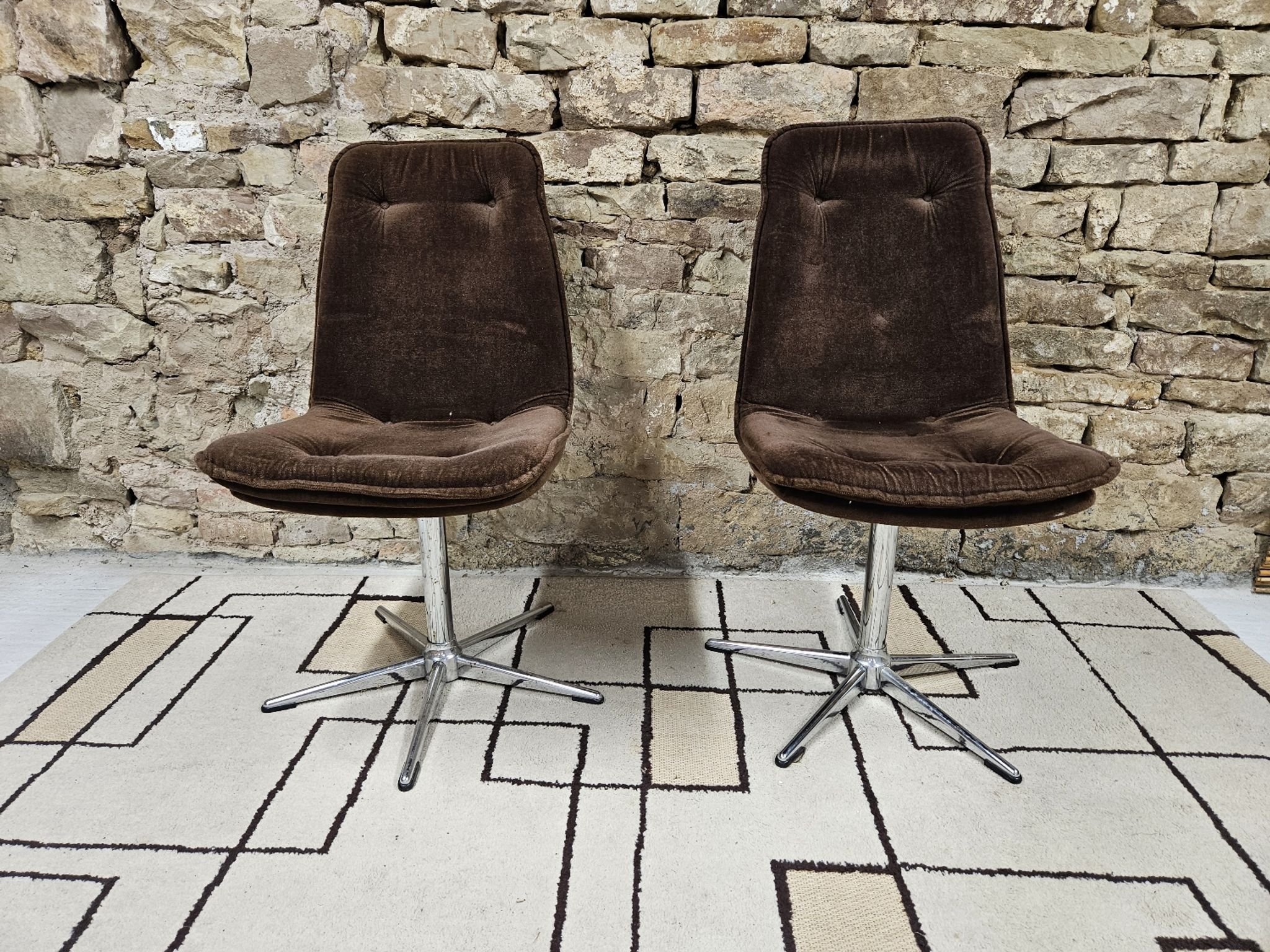 Paire de chaise fauteuil velour vintage  1970"