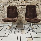 Pair of vintage velvet armchair chair 1970"