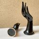 Vase ring pair of hand black ceramic vintage 80s