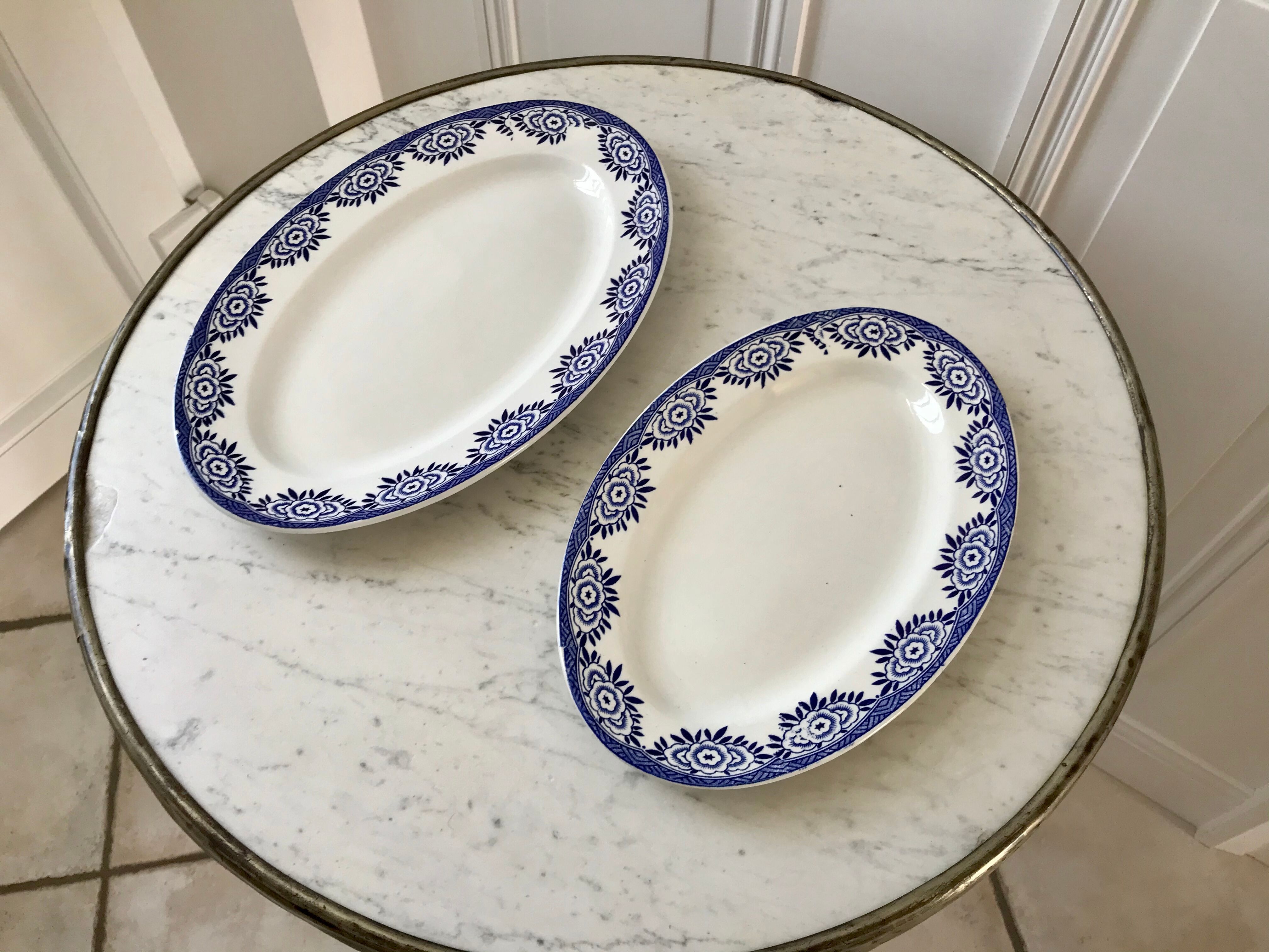 Duo of dishes Terre de Fer Sarreguemines model "Capri" Casino early twentieth century
