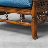 Pair of vintage armchairs in bamboo and Vienna straw 1960s modernism