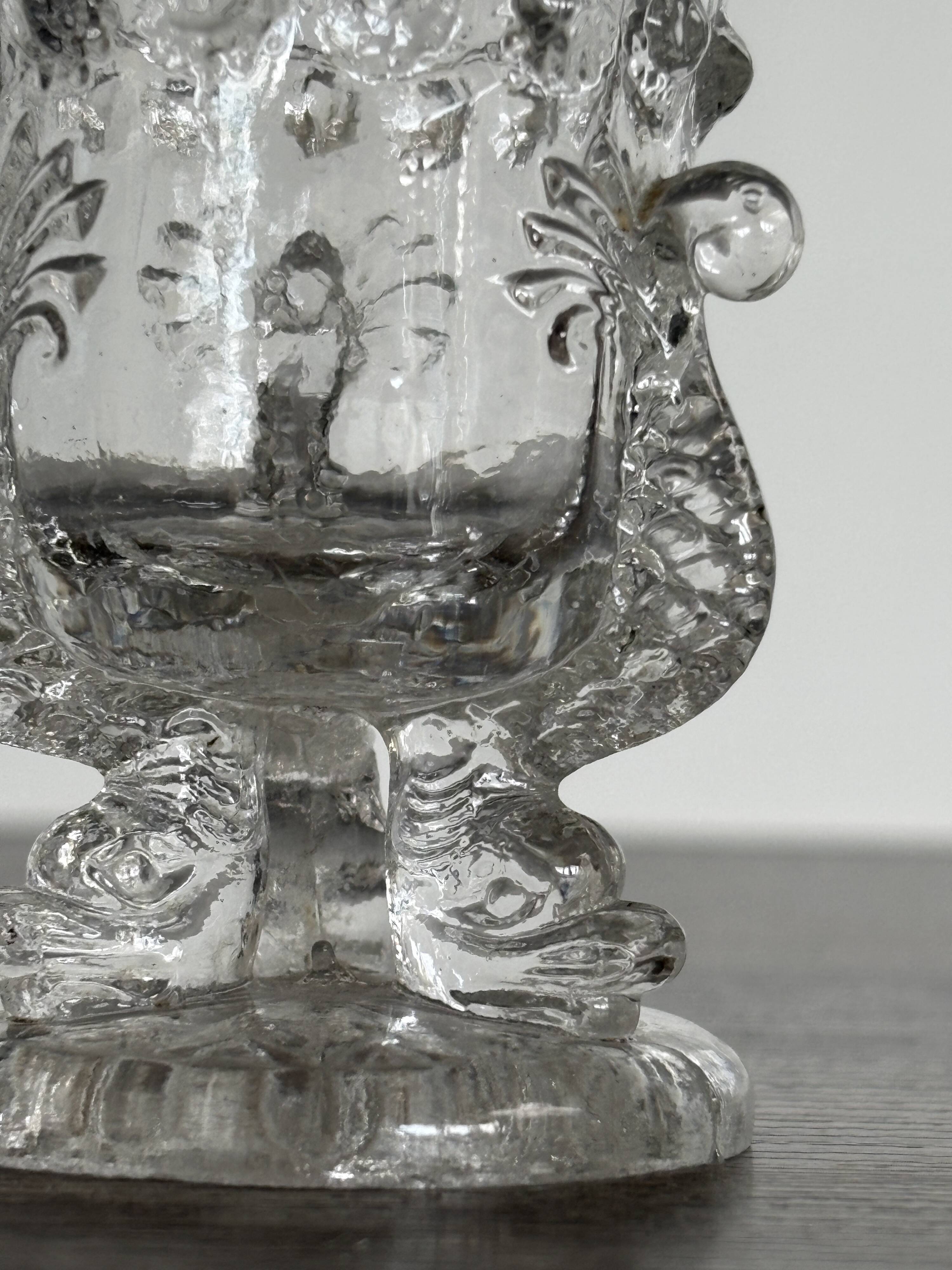 Pair of antique moulded glass egg cups