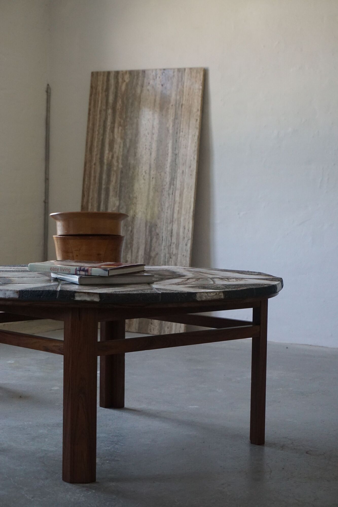 Mid century coffee table by Ole Bjorn Krüger in Stoneware and Rosewood, 1960s