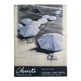 Poster in lithograph of Christo, Galeria Joan Prats, 1986