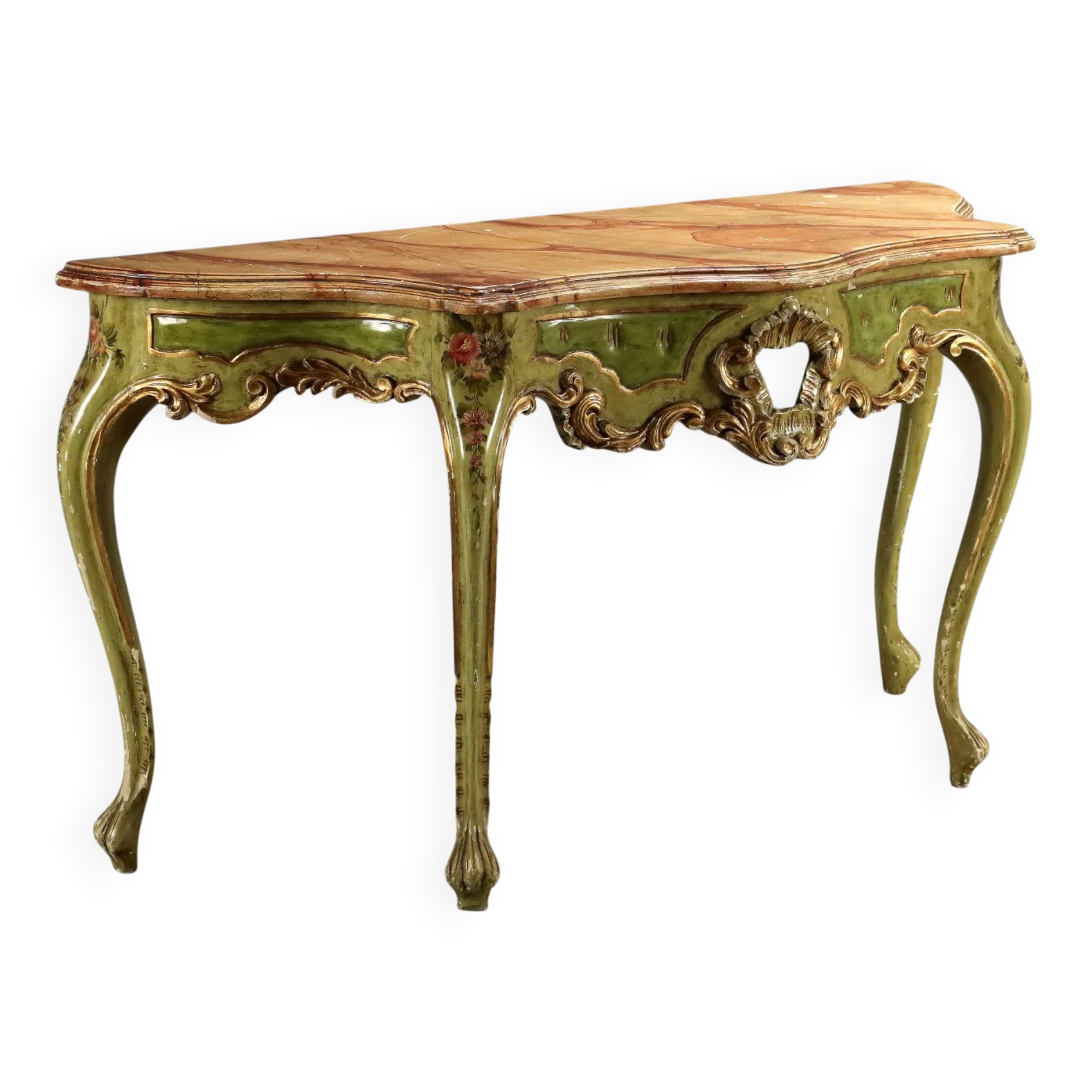 Antique Venetian console in baroque style, wood, Italy, 20th century.