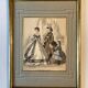 Old frame with illustrated page from the newspaper "Moniteur de la mode", Paris, late 19th century