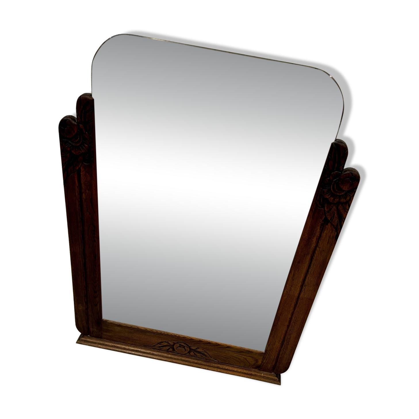 Art Deco mirror in carved oak – 1930s – 102 x 78 cm