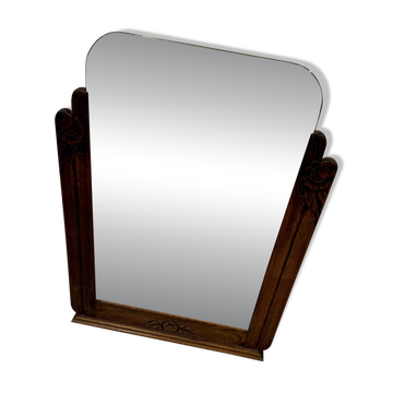 Art Deco mirror in carved oak – 1930s – 102 x 78 cm