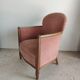 Armchair art deco pink velvet trim