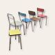 Mismatched formica chairs and stool 1960