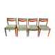 Lot of 4 Scandinavian chairs in wood and velvet fabric