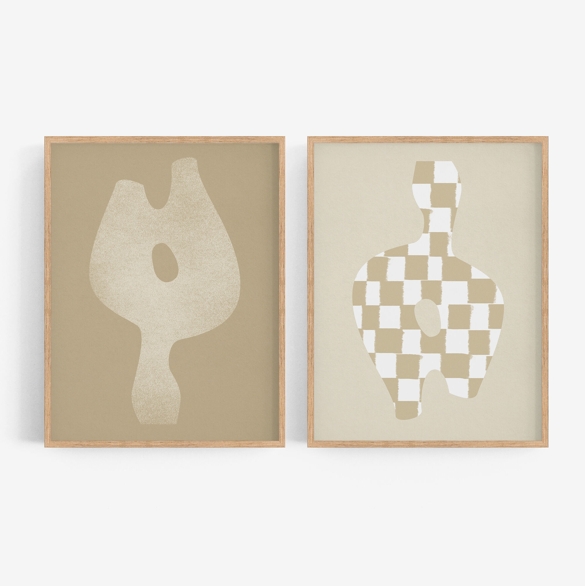 Pair of prints, checkered wall art set of two, 50x70cm