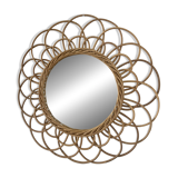 Miroir vintage en rotin formant une fleur