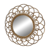 Miroir vintage en rotin formant une fleur