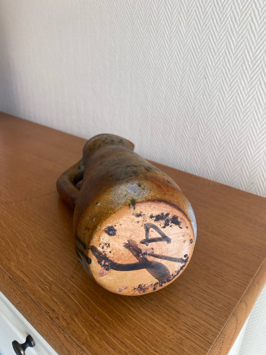 Vintage signed pyrite stoneware carafe