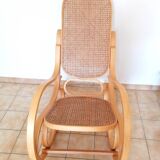 Wooden and cane rocking chair