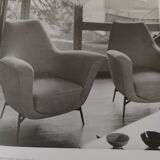 Vintage ivory fabric armchair, Italy