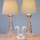 Crystal glass table lamps by Carl Fagerlund for Orrefors, Sweden.