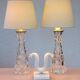Crystal glass table lamps by Carl Fagerlund for Orrefors, Sweden.