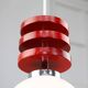 Vintage Italian Red Disc Pendant Lamp In Chrome and Wood, 1970s