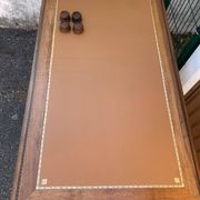 Double-sided flat desk in Louis XVI style made of mahogany and leather.