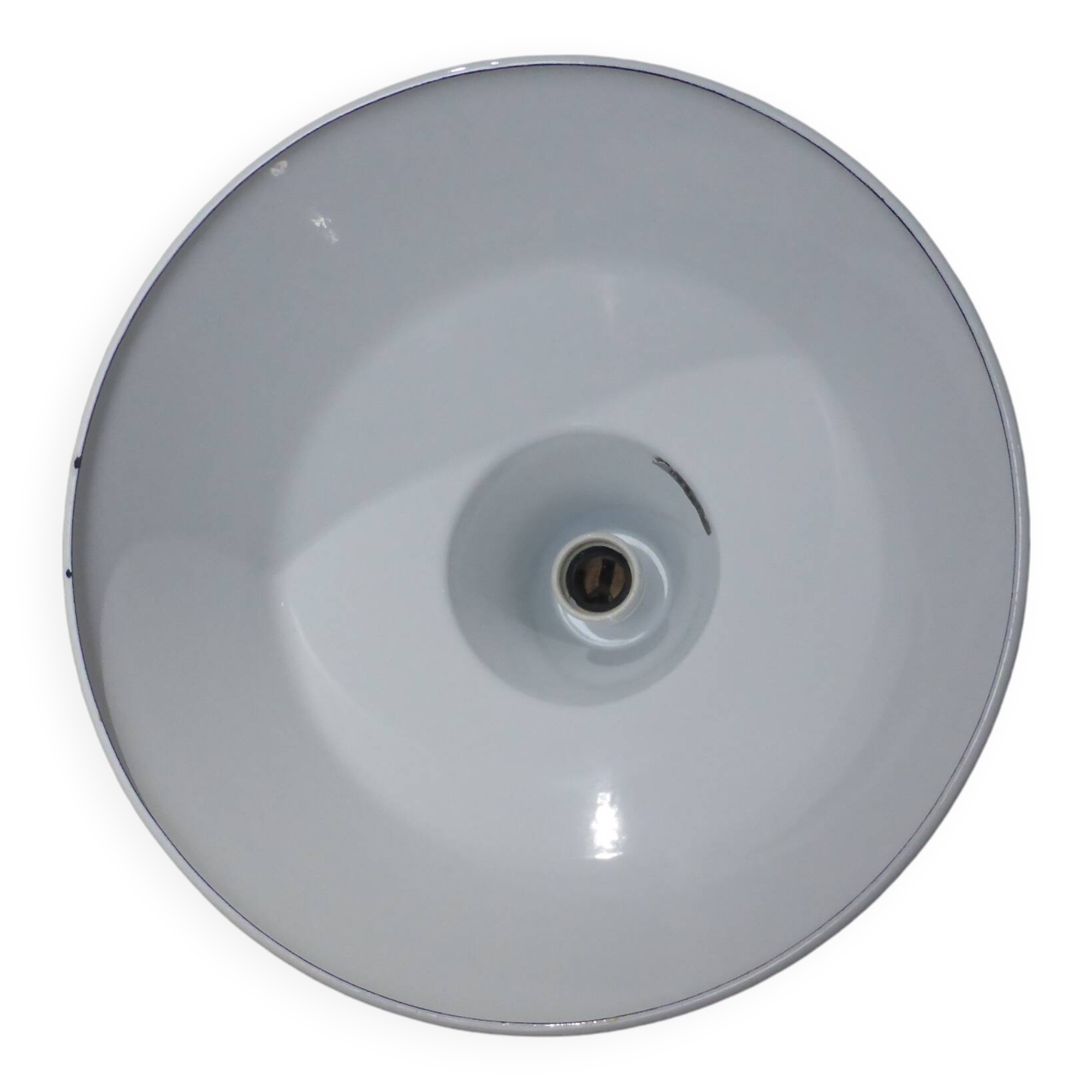 Vintage orange and white enamelled sheet metal industrial pendant light 231135